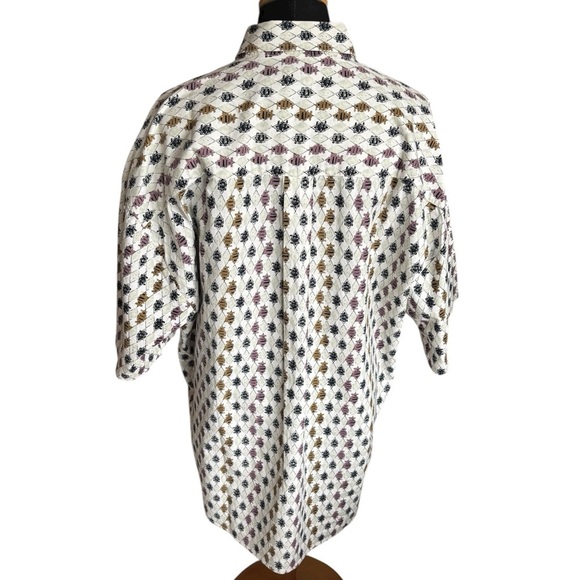 Munsingwear Golf ClassicShirt Short Sleeve GeometricPrint ButtonDownWhite Size L - Picture 2 of 9